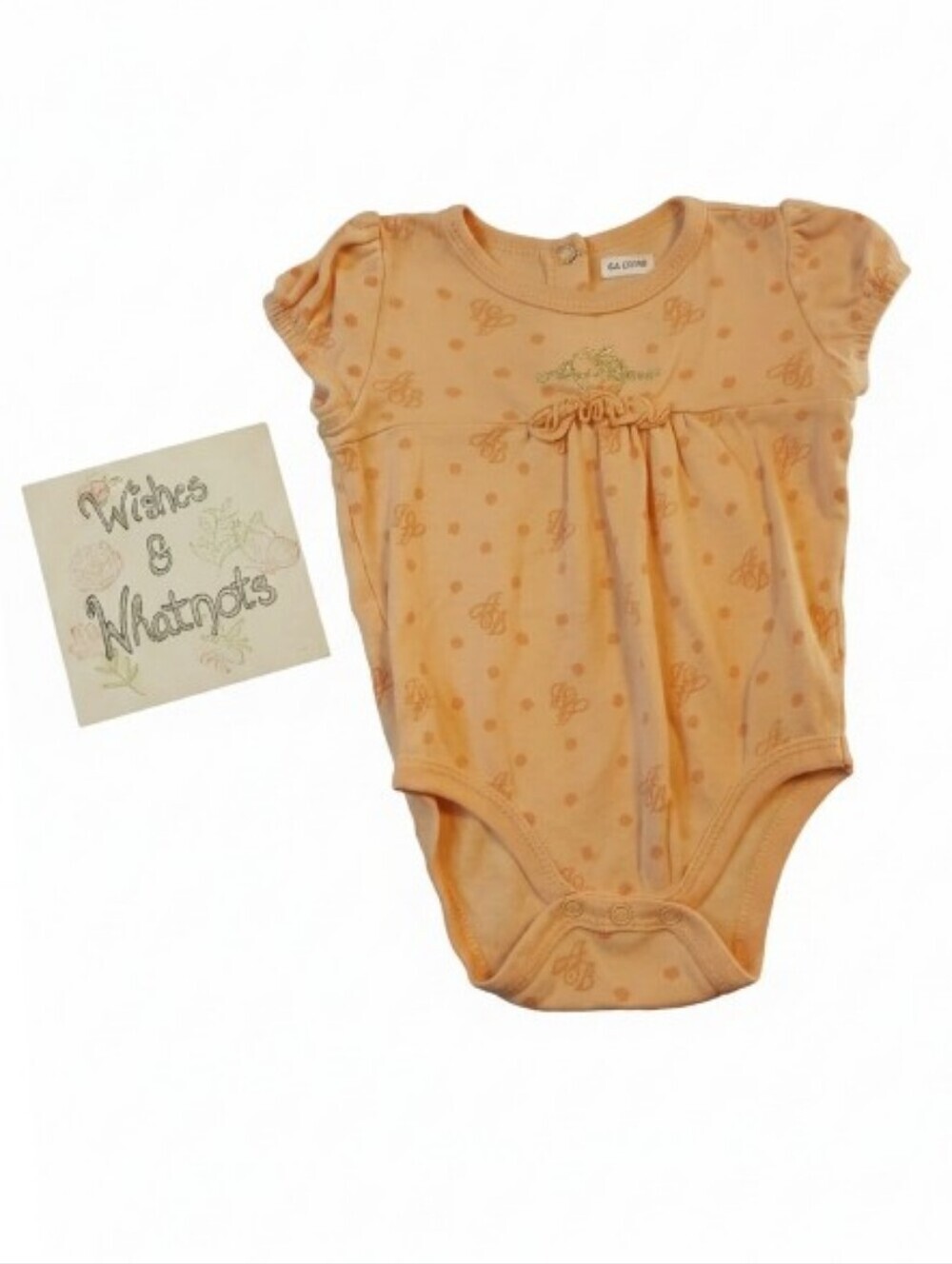 🔥5/$25🔥Baby Girls Apple Bottoms Peach Dot One-Piece Bodysuit